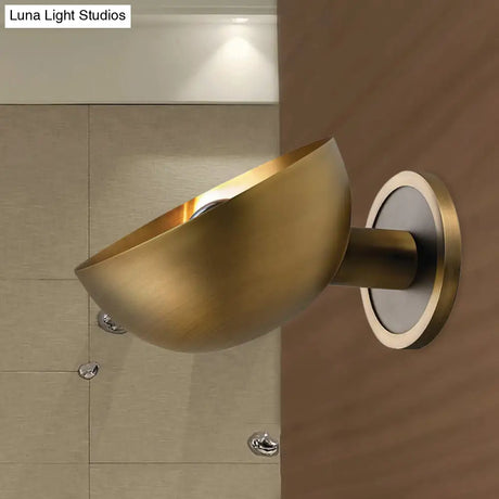 Gold Colonial Dome Metal Wall Lamp - 1 Bulb Sconce For Living Room