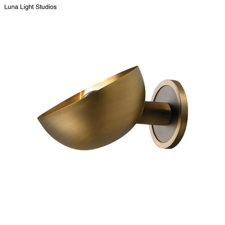 Gold Colonial Dome Metal Wall Lamp - 1 Bulb Sconce For Living Room