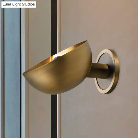 Gold Colonial Dome Metal Wall Lamp - 1 Bulb Sconce For Living Room
