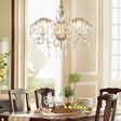 Gold Colonial Style Crystal Palm Leaf Chandelier Elegant Dining Room Suspension Lamp 3 /
