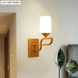 Gold Contemporary Armed Wall Sconce With Opal Glass Shade And 1 Bulb