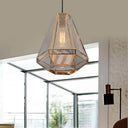 Gold Countryside Diamond Hanging Pendant Ceiling Lamp - 9/10/12 W Metal 1 Head Living Room Lighting