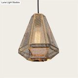 Gold Countryside Diamond Hanging Pendant Ceiling Lamp - 9/10/12 W Metal 1 Head Living Room Lighting