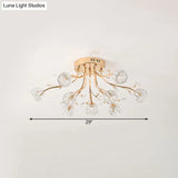 Gold Crystal 9 - Light Sleeping Room Ceiling Fixture - Spray Semi Flush Mount For Simplicity And