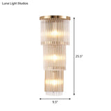Gold Crystal Bedside Wall Sconce With 2/3 Tiers And 1/3 Light - Postmodern Triangle Design
