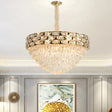 Gold Crystal Block Chandelier Light - Tapered Design With 19 Heads Postmodern Lighting Fixture