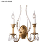 Gold Crystal Candelabra Wall Sconce For Country Bedroom