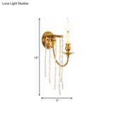 Gold Crystal Chain Wall Sconce Candlestick Light - Elegant 1-Head Fixture