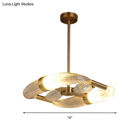 Gold Crystal Chandelier: Postmodern Led Hanging Light For Living Room