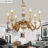 Gold Crystal Chandelier - Traditional 6-Light Hanging Fixture For Living Room
