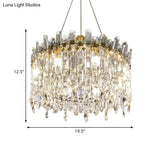 Gold Crystal Drop Pendant Chandelier Lamp - Simple Style 8-Bulbs Ideal For Bedroom