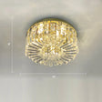 Gold Crystal Flush Mount Lamp - Sleek Round Ceiling Fixture For Living Room / 16’