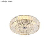 Gold Crystal Flushmount Ceiling Light With 6 Beveled Cut Heads - Perfect For Bedroom Simplicity
