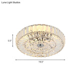 Gold Crystal Flushmount Ceiling Light With 6 Beveled Cut Heads - Perfect For Bedroom Simplicity