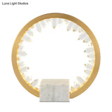 Gold Crystal Icicle Led Table Lamp With Marble Base: Minimalist Hoop Nightlight