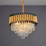 Gold Crystal Layered Tapered Chandelier - Postmodern Pendant With 4/6 Down Lights 6 /