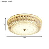 Gold Crystal Led Ceiling Lamp With Diffuser For Simple & Elegant Bedroom Lighting