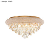 Gold Crystal Led Ceiling Light With Sleek Rectangle Design