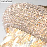 Gold Crystal Led Ceiling Light With Sleek Rectangle Design
