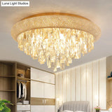 Gold Crystal Led Ceiling Light With Sleek Rectangle Design