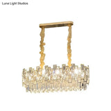 Gold Crystal Pendant Chandelier - Modern & Layered Hanging Light For Dining Room