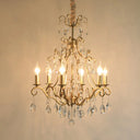 Gold Crystal Pendant Chandelier With 6 Lights For Bedroom - Lodge Style Curvy Arm Design