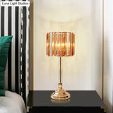 Gold Crystal Prism Drum Night Lamp - Modern Bedroom Table Lighting