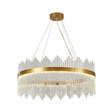 Artistic Gold Led Crystal Rod Chandelier Light - Ideal For Living Room Décor