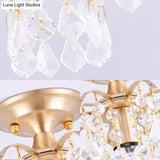 Gold Crystal Semi Flush Mount Ceiling Light With Modern Cascade Design And 1 For Corridors