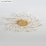 Gold Crystal Spiral Branch Flush Ceiling Lamp - Minimalist 15 - Head Mounted Light’