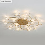 Gold Crystal Spiral Branch Flush Ceiling Lamp - Minimalist 15 - Head Mounted Light’