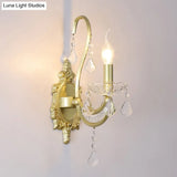Gold Crystal Wall Sconce Lamp For Rural Living Rooms