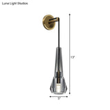 Gold Crystal Wall Sconce Light With Conical Shade - Minimalist Design 13/26 H