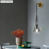 Gold Crystal Wall Sconce Light With Conical Shade - Minimalist Design 13/26 H