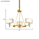 Gold Cuboid Crystal Pendant Chandelier: 3/6 Bulbs Suspension Lighting - Contemporary Design
