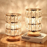 Gold Cup Shape Nightstand Lamp With Crystal Encrusted Base - Modern Style