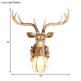 Gold Deer Head Sconce Light - Country Resin 17/25 Indoor Wall Mount