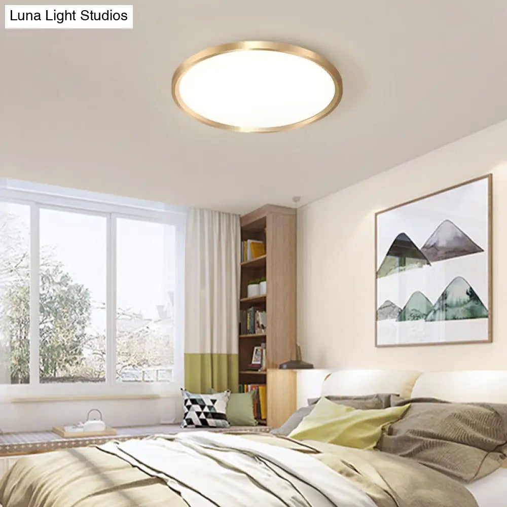 Gold Disk Flush Mount Led Ceiling Light In Warm/White 12’/16’/19.5’ Wide
