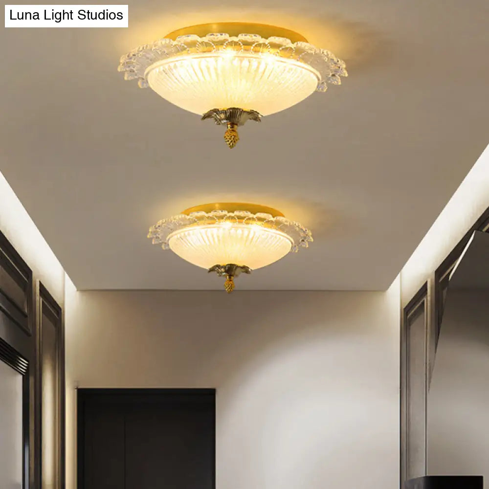 Gold Dome Led Ceiling Light With Crystal Shade - Simplicity Collection 16’/19.5’ Width