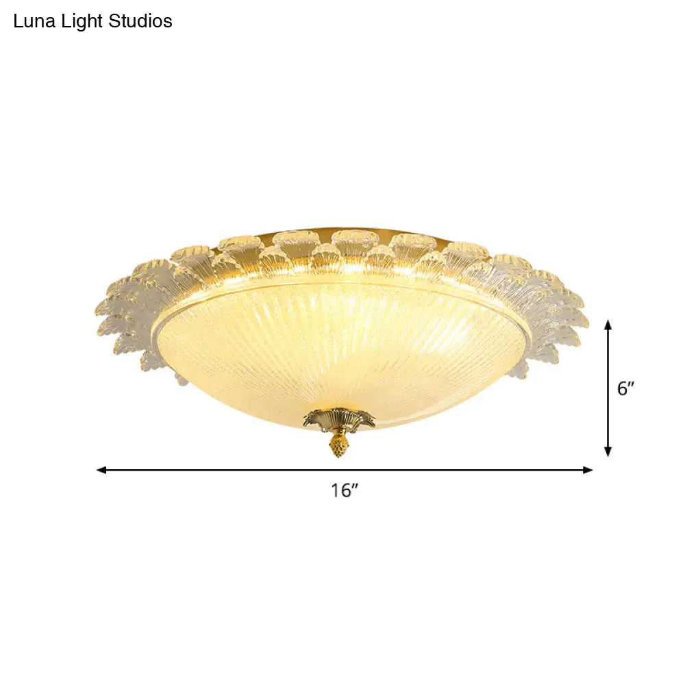 Gold Dome Led Ceiling Light With Crystal Shade - Simplicity Collection 16’/19.5’ Width
