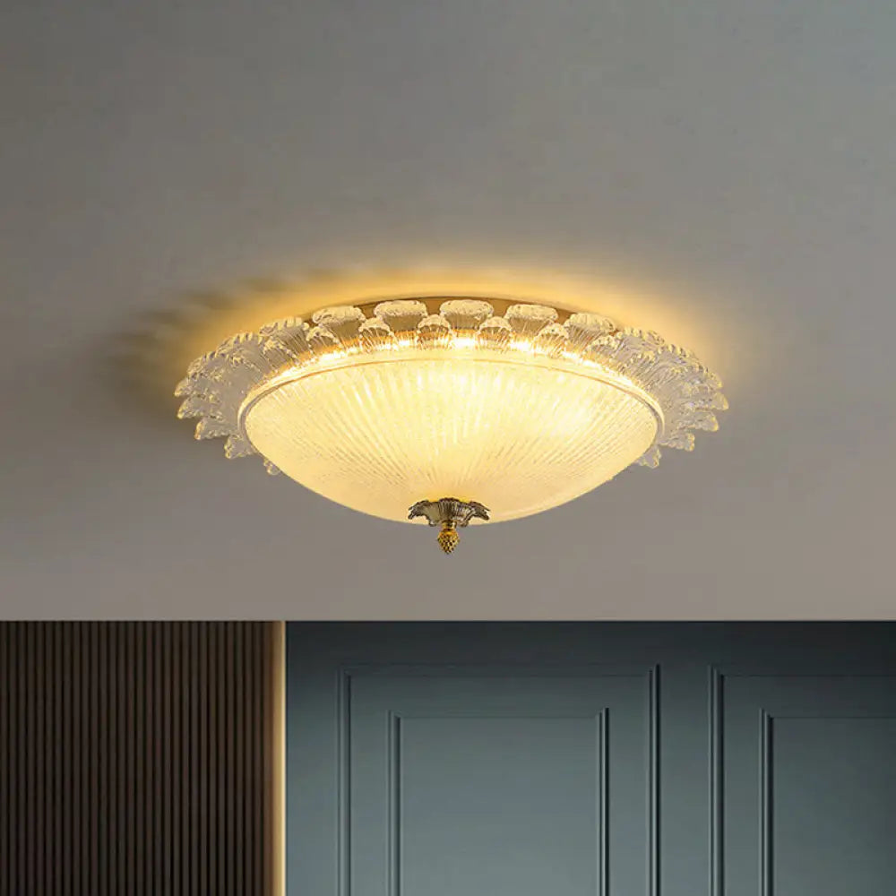 Gold Dome Led Ceiling Light With Crystal Shade - Simplicity Collection 16’/19.5’ Width Clear / 16’