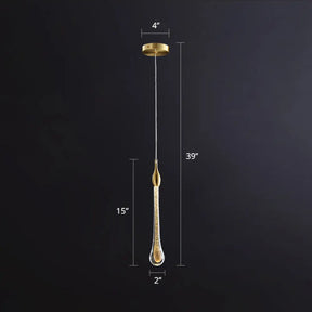 Gold Droplet Crystal Pendant Led Light For Stylish And Modern Living Rooms