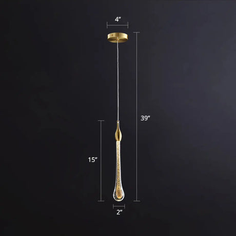 Gold Droplet Crystal Pendant Led Light For Stylish And Modern Living Rooms