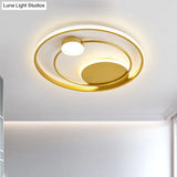 Gold Dual Ring Led Metallic Flush Mount Lighting 16.5’/20.5’ Wide - Simple & Elegant Ceiling Fixture
