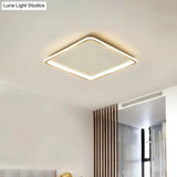Gold Extra Thin Square Led Flush-Mount Ceiling Lamp In Warm/White Light Minimalistic Acrylic Design