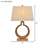 Gold Fabric Pagoda Table Lamp: Contemporary 1 Bulb Task Lighting For Living Room