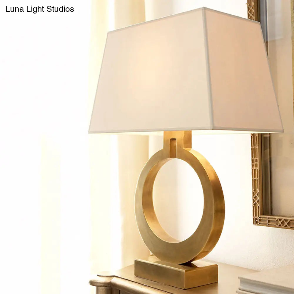 Gold Fabric Pagoda Table Lamp: Contemporary 1 Bulb Task Lighting For Living Room