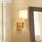 Gold Fabric Wall Light Kit - Simplicity 1-Light Bedroom Mount