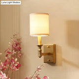 Gold Fabric Wall Light Kit - Simplicity 1-Light Bedroom Mount