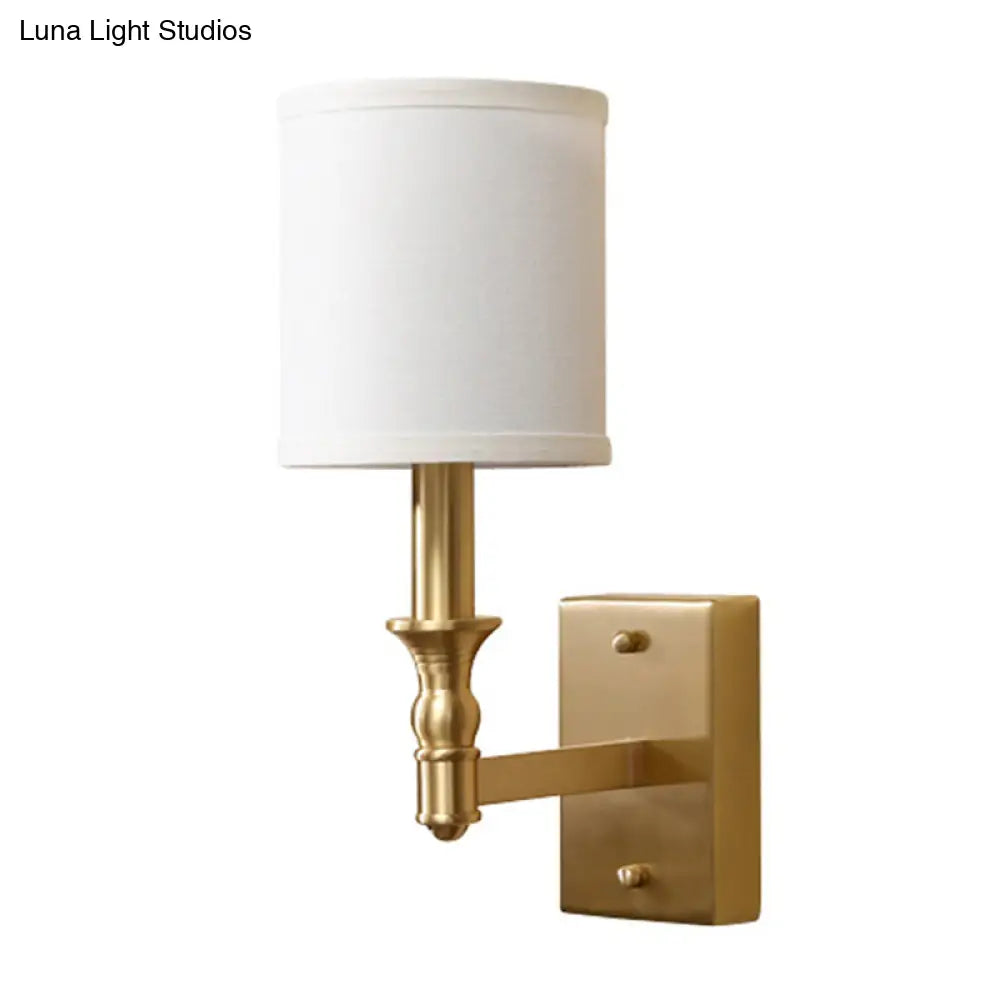Gold Fabric Wall Light Kit - Simplicity 1-Light Bedroom Mount
